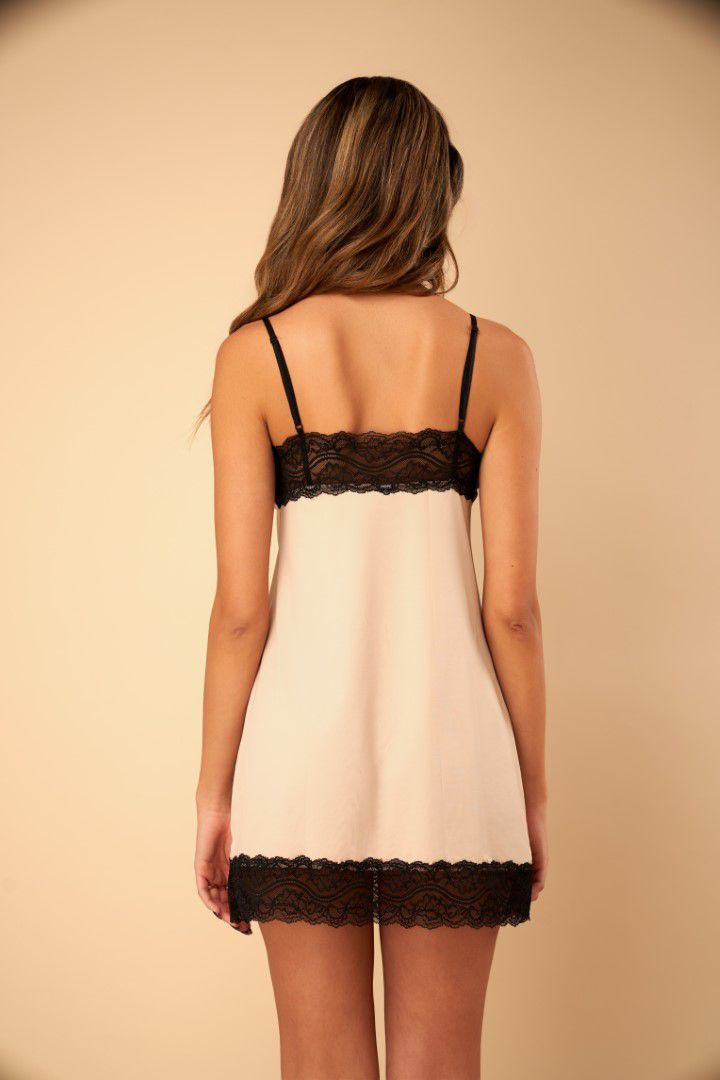 Microfiber nightgown with lace combination