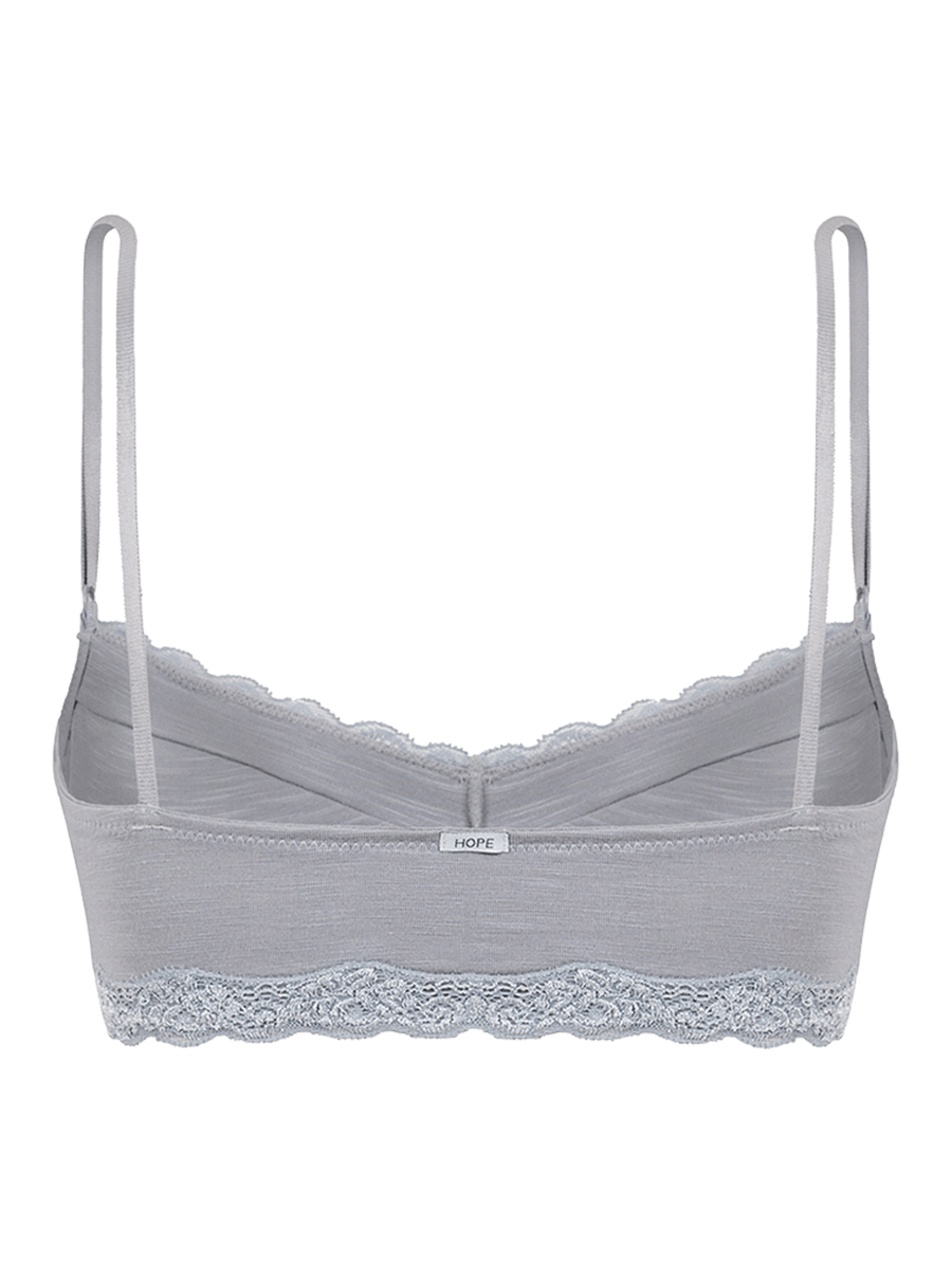 Lace-trimmed top bra with removable padding