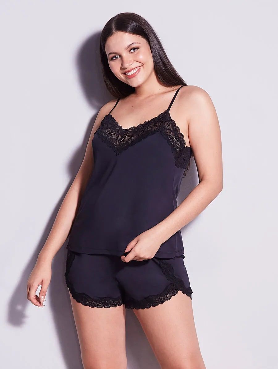 Microfiber baby doll combined with lace