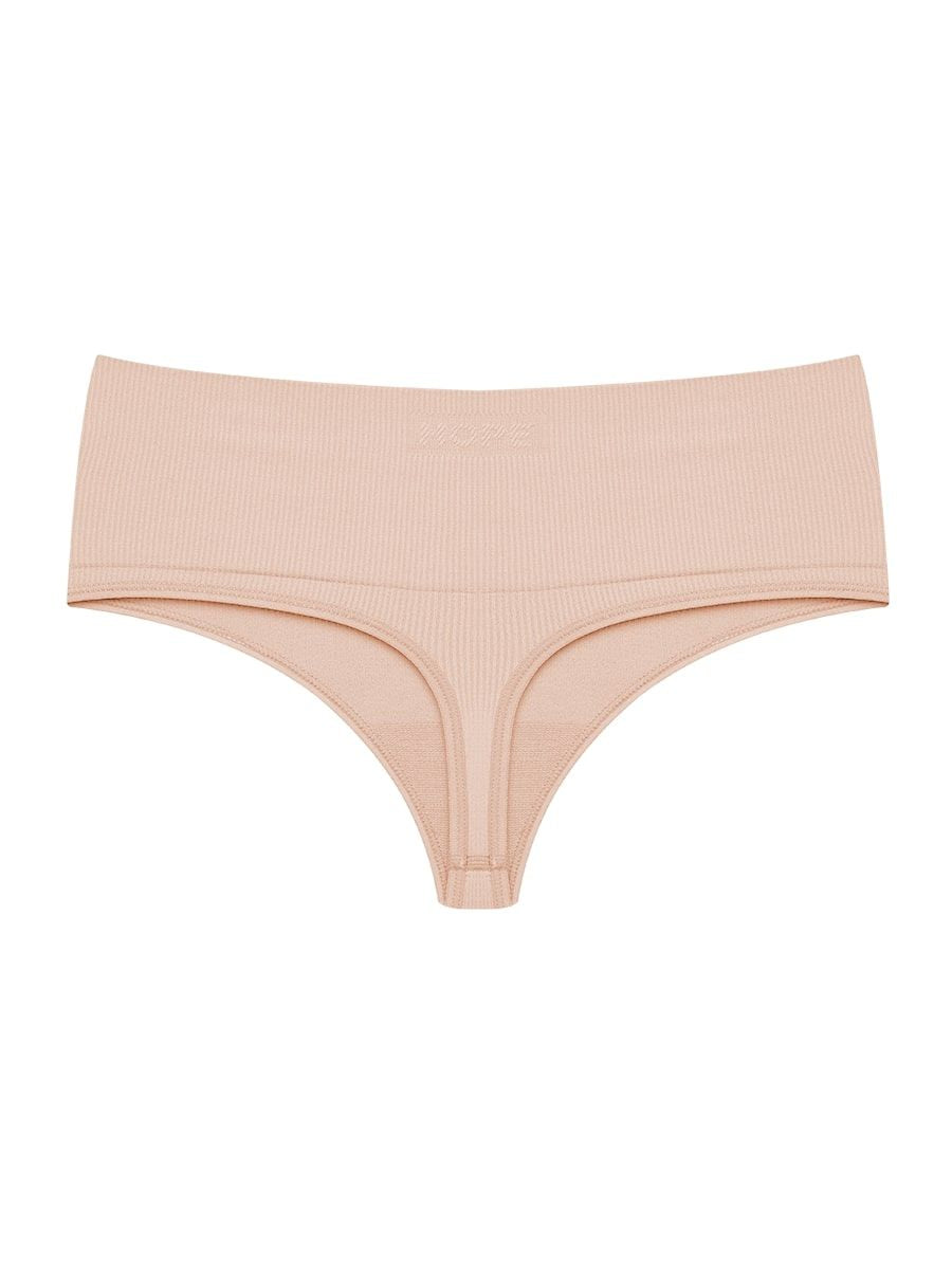 High-waisted microfiber thong panties