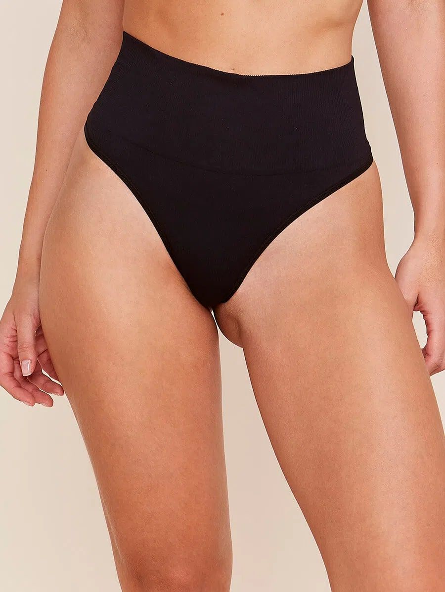 High-waisted microfiber thong panties