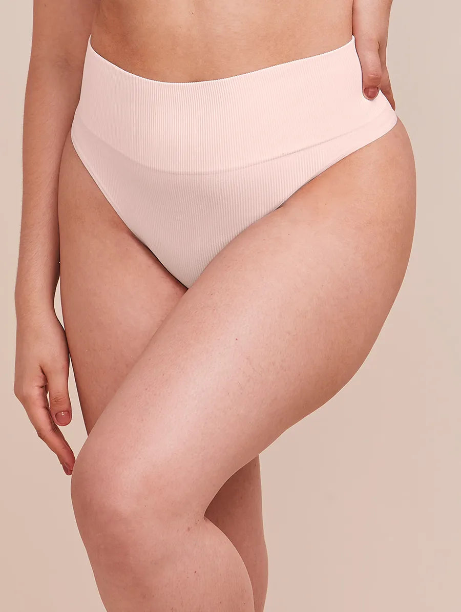 High-waisted microfiber thong panties