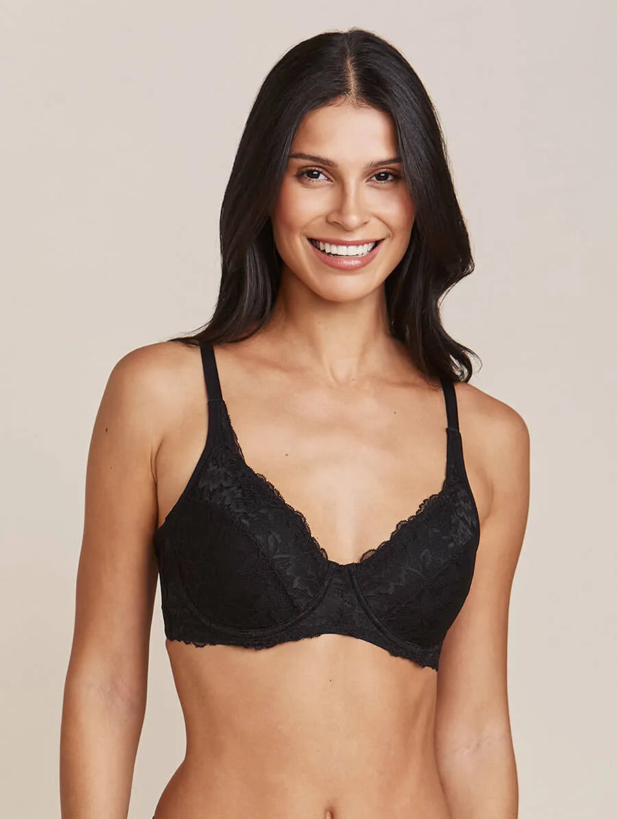 High support lace bra with underwire