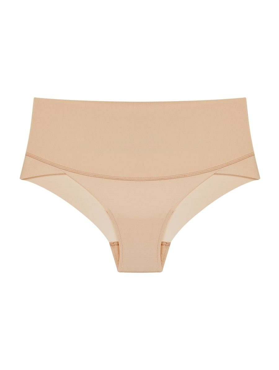 High-waisted, seamless, shaping microfiber panties
